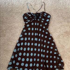 Brown and Blue Polka Dot Dress